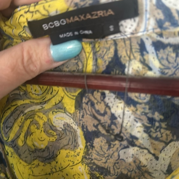 010 BCBG MAXAZRIA paisley sheer tie front blouse top shirt sz Small - Picture 3 of 4